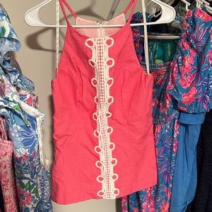 Lilly Pulitzer Pink top with White Accents